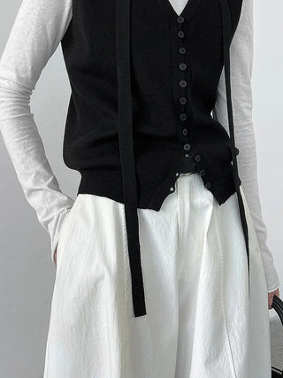 tie vest cardigan