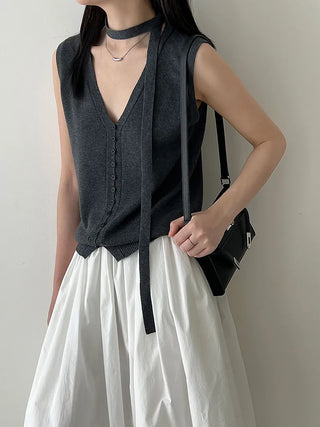 tie vest cardigan