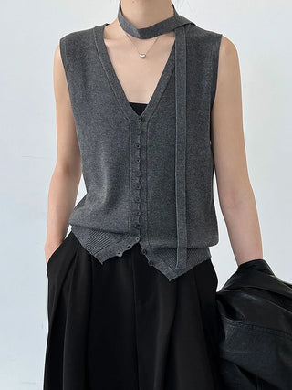 tie vest cardigan