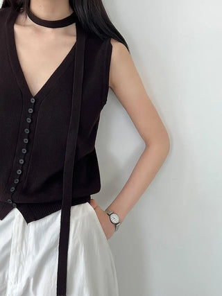 tie vest cardigan