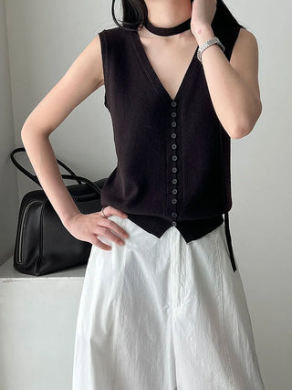 tie vest cardigan