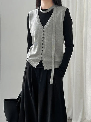 tie vest cardigan