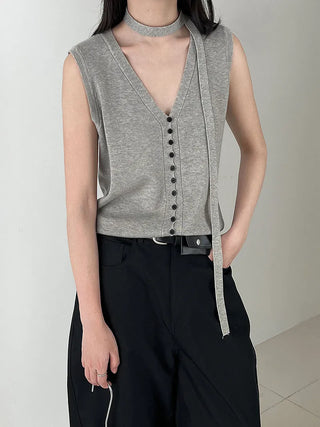 tie vest cardigan