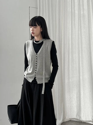 tie vest cardigan