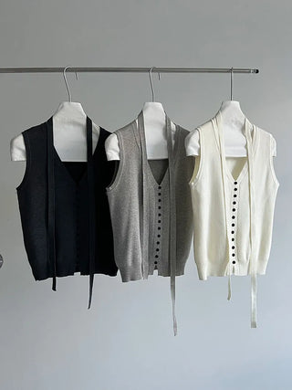 tie vest cardigan