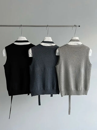 tie vest cardigan