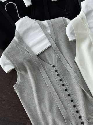tie vest cardigan