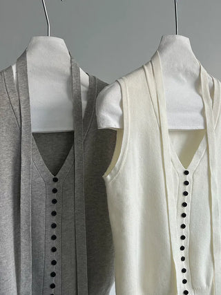 tie vest cardigan