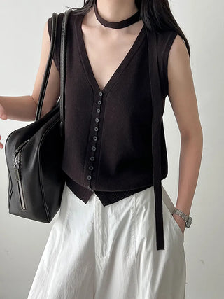 tie vest cardigan