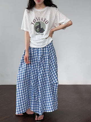 plaid contrast skirt
