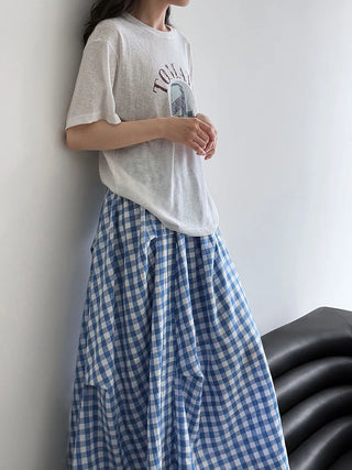plaid contrast skirt