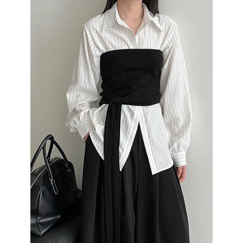 detachable striped shirt