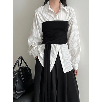 detachable striped shirt