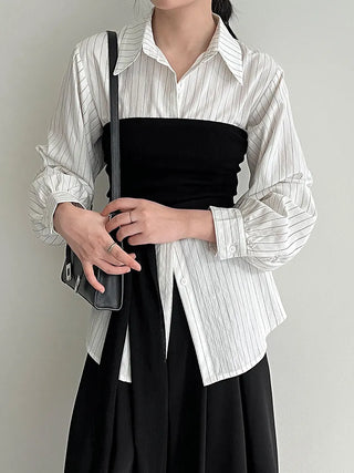 detachable striped shirt