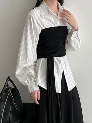 detachable striped shirt