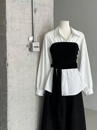 detachable striped shirt