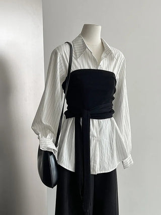 detachable striped shirt