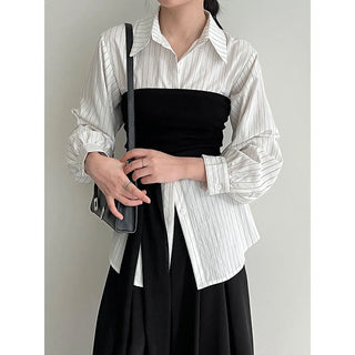 detachable striped shirt