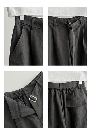 pleated strap pants
