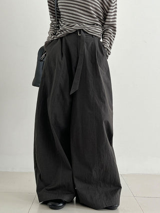 pleated strap pants