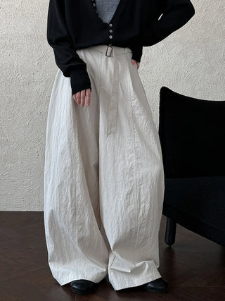 pleated strap pants
