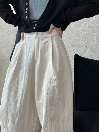 pleated strap pants