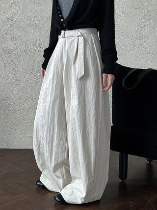 pleated strap pants