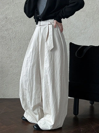 pleated strap pants