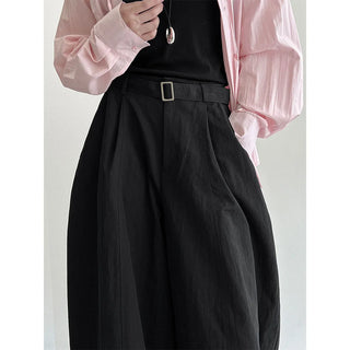 pleated strap pants
