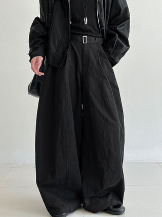 pleated strap pants