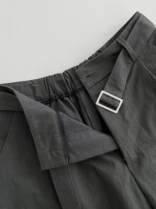 pleated strap pants