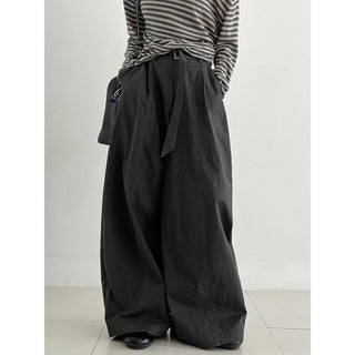 pleated strap pants