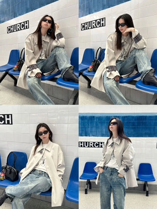 plaid trench coat