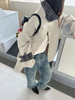 plaid trench coat