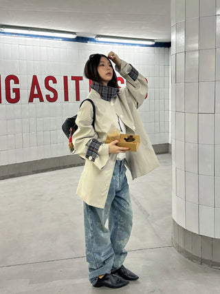 plaid trench coat