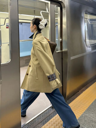 plaid trench coat