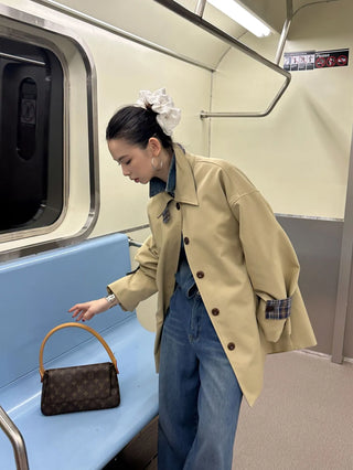 plaid trench coat