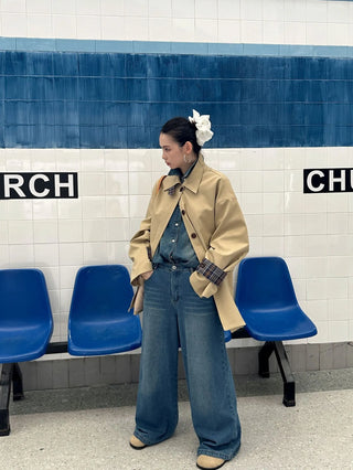 plaid trench coat