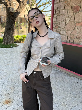 plaid slim shirt