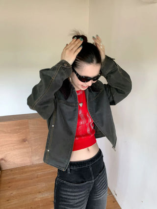 distressed short jacket