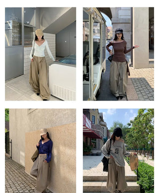 drawstring wide pants