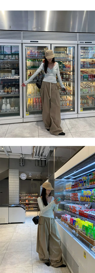 drawstring wide pants