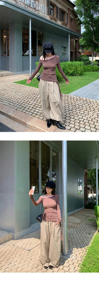 drawstring wide pants