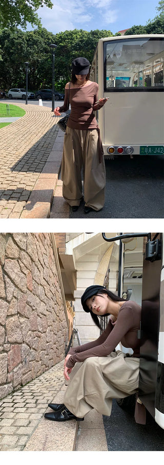 drawstring wide pants