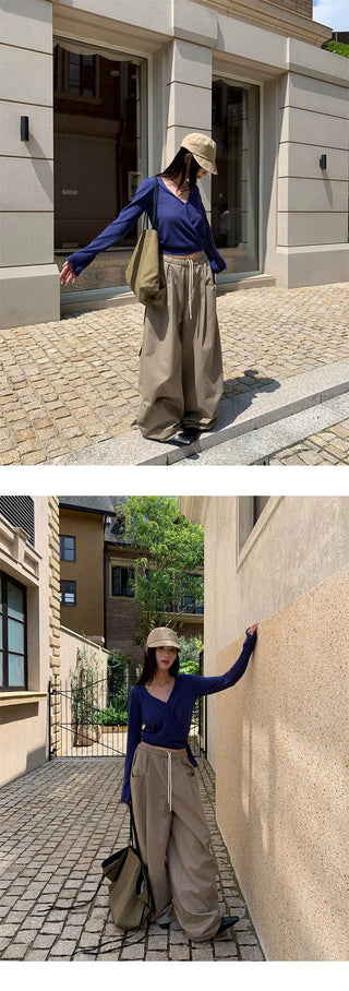 drawstring wide pants