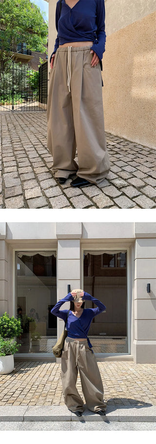 drawstring wide pants
