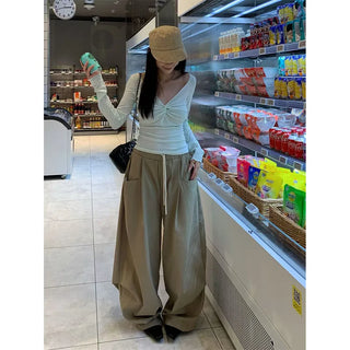 drawstring wide pants