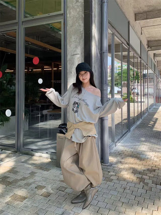 drawstring wide pants