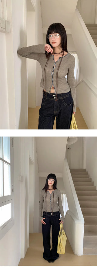 plaid twist sweater