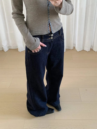 double buckle jeans
